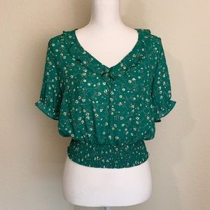 Sienna Sky Green Floral Blouse Size Medium